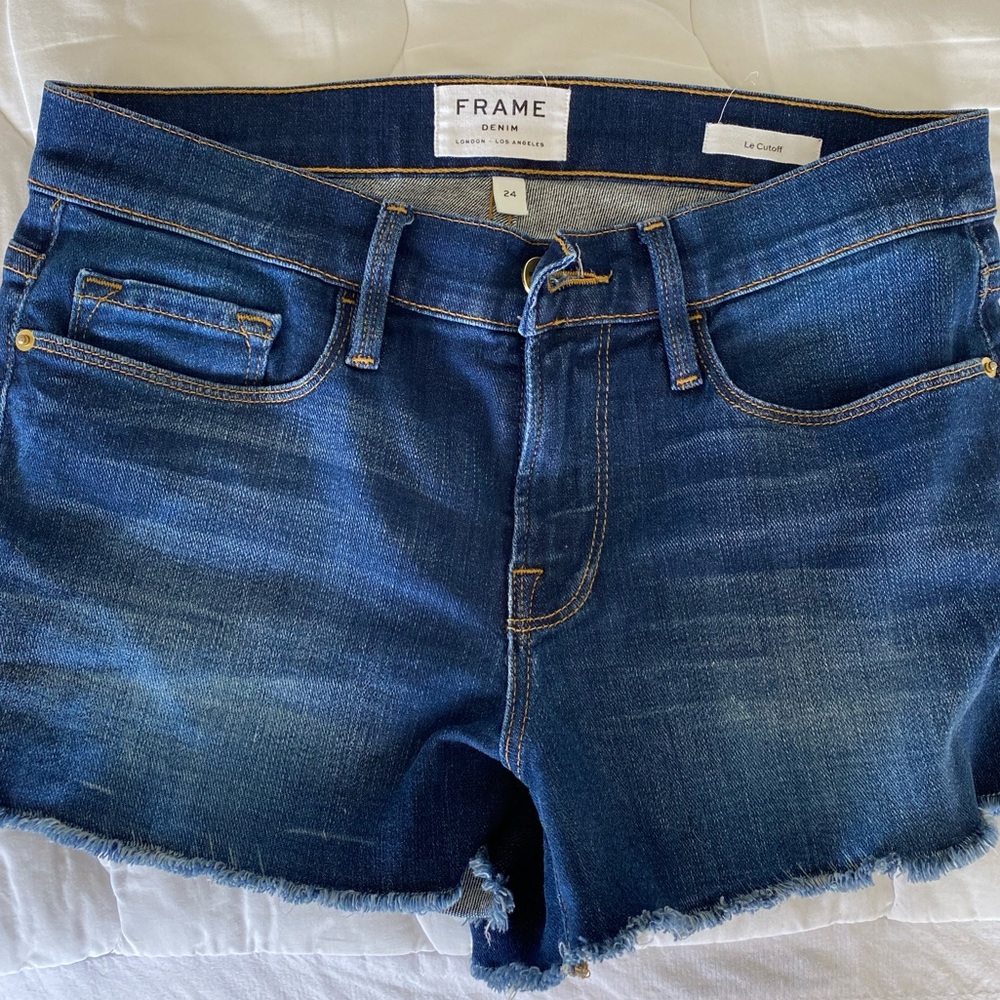 Frame Le Cutoff blue Jean shorts 24
